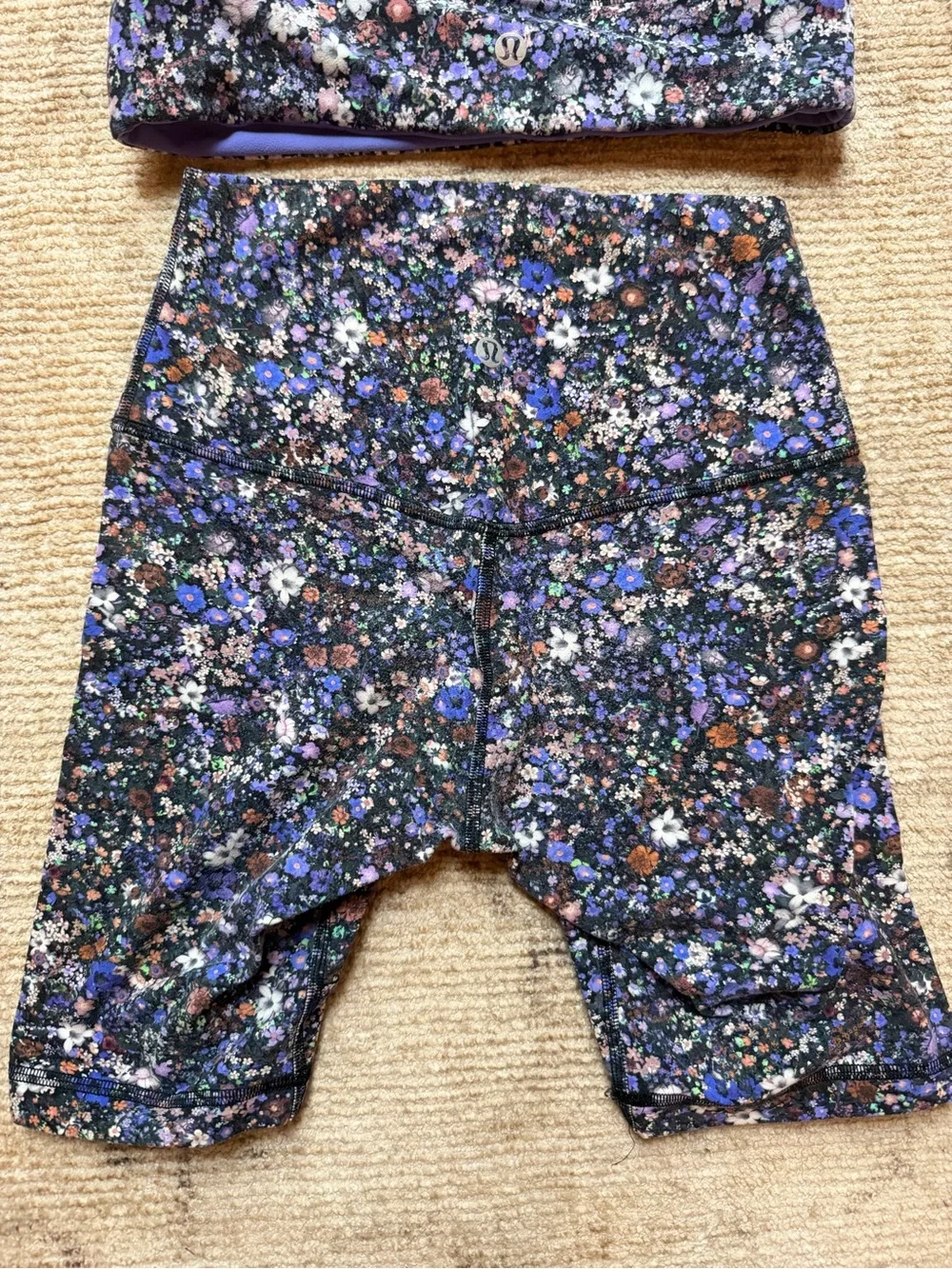 lululemon athletica Purple Floral Scoop Neck Sports Bra Tank